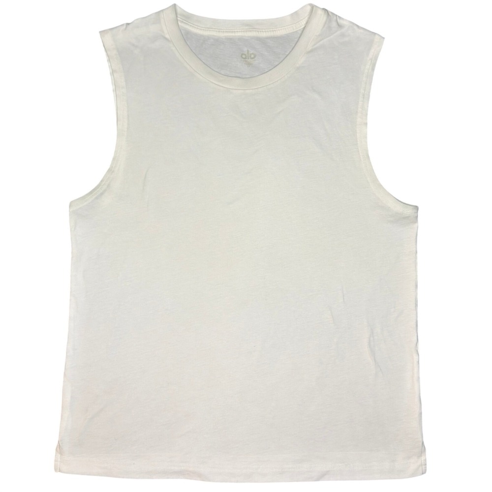 Alo Yoga Unisex Triumph Muscle Tank Top Medium Sueded Triblend Jersey Fabric